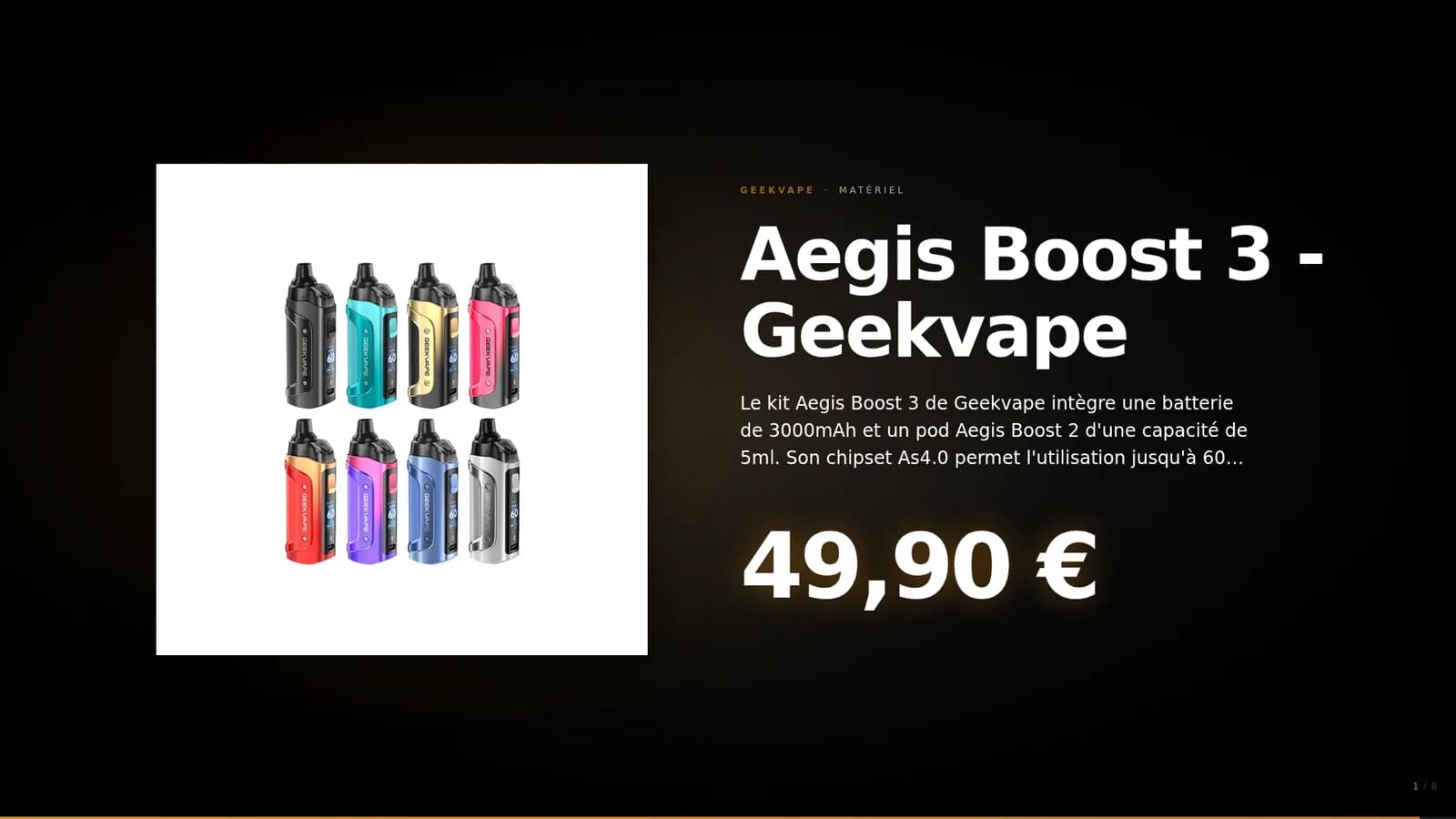 L'écran TV d'une boutique au modèle Dark.