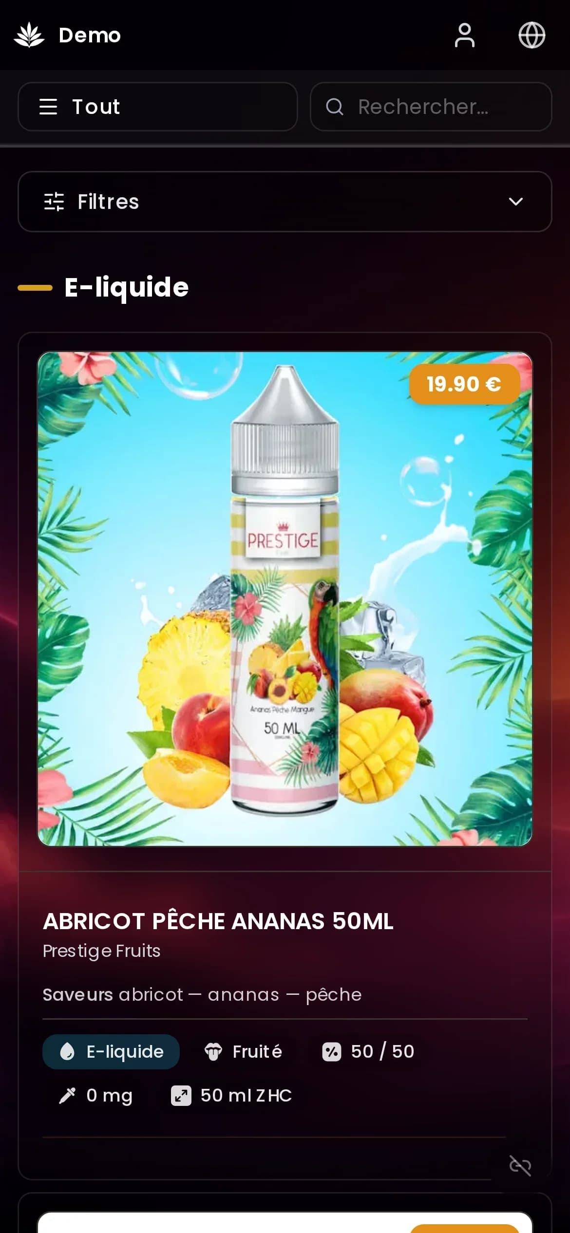 Le menu en ligne d'une boutique sur téléphone : rayons, photos et prix, prêt à commander.
