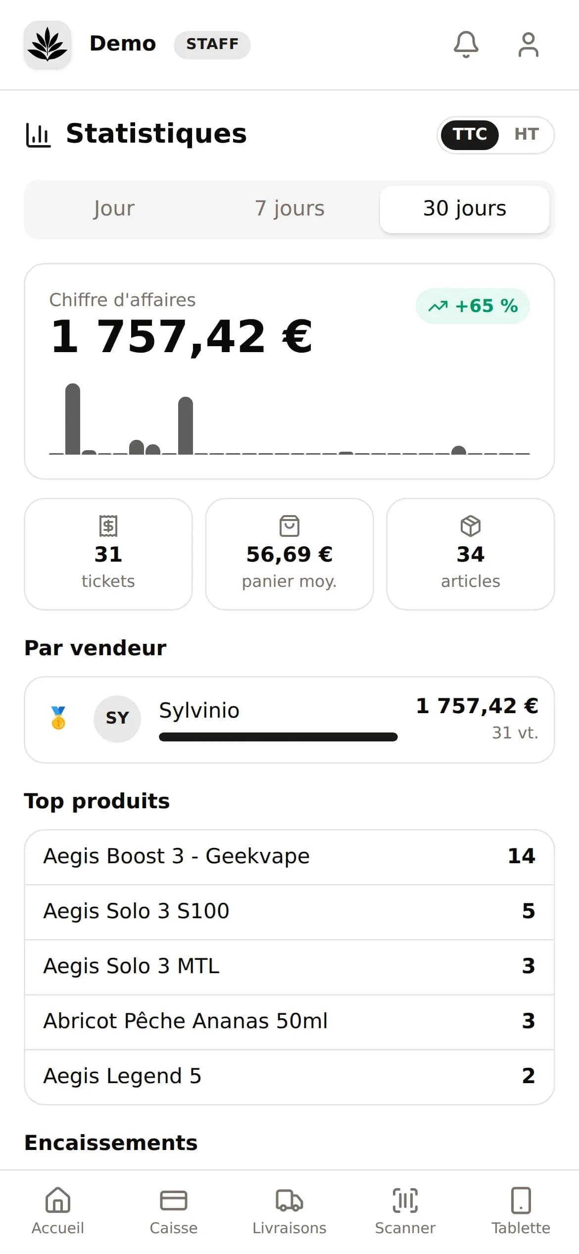 App équipe — capture d'écran